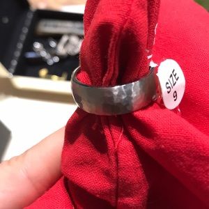 Hammered metal look Titanium men’s wedding band